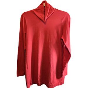 J.JILL LUXE SUPIMA ORANGE TUNIC SIZE MEDIUM TURTLENECK LONG SLEEVE SOFT MODAL